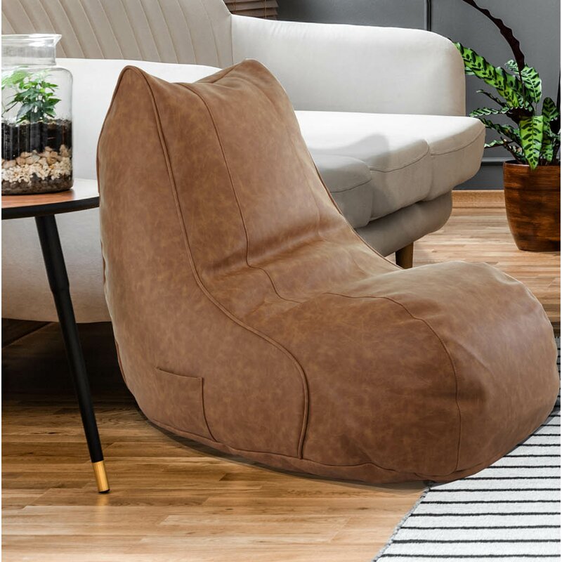 Ebern Designs Small Faux Leather Bean Bag Chair & Lounger & Reviews